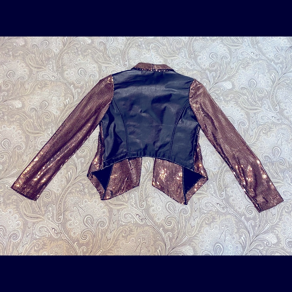 Sequin & Vegan Leather Blazer - Picture 2 of 4